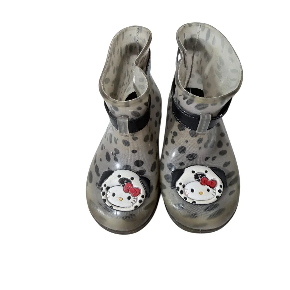 Kidcore Hello Kitty Sanrio Grendene Kids Rain Boots 9 Grey Dalmatian Jelly Shoes